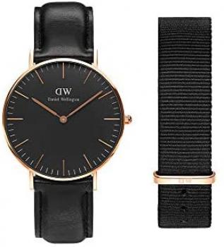 Daniel Wellington Gift Set, Classic Sheffield 36mm Rose Gold Watch with Cornwall NATO Strap