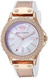 Juicy Couture Black Label Women's JC/1008IRWT Swarovski Crystal Accented Rose Gold-Tone and White Strap Watch