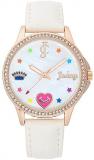 Juicy Couture JC/1106RGWT Black Label Women's Analog Watch White Faux Vegan Leather Strap MOP Dial