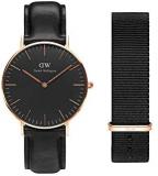 Daniel Wellington Gift Set, Classic Sheffield 36mm Rose Gold Watch with Cornwall NATO Strap