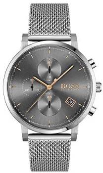 HUGO Men's Quartz Watch with Stainless Steel Strap, Silver, 20 (Model: 1513807)