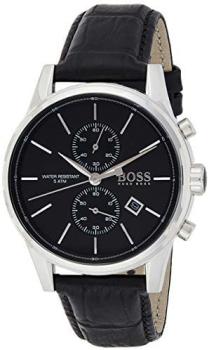 Hugo Boss Jet Black Dial Leather Strap Men's Watch 1513279