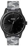 Hugo Men's #Dare Quartz Black IP and Leather Strap Casual Watch, Color: Black (Model: 1530050)