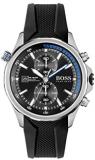 BOSS Men's Stainless Steel Quartz Watch with Silicone Strap, Grey, 24 (Model: 1513820)