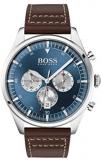 HUGO Men's Stainless Steel Quartz Watch with Leather Strap, Brown, 22 (Model: 1513709)