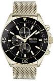BOSS Ocean Edition, Chrono Quartz Gold Plated and Mesh Bracelet Casual Watch, Yellow, Men, 1513703
