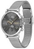 HUGO Men's Quartz Watch with Stainless Steel Strap, Silver, 20 (Model: 1513807)