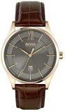BOSS Men's Stainless Steel Quartz Watch with Leather Strap, Brown, 22 (Model: 1513796)