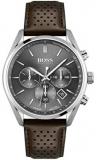 BOSS Men's Stainless Steel Quartz Watch with Leather Strap, Brown, 22 (Model: 1513815)