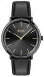 HUGO Men's Stainless Steel Quartz Watch with Leather Strap, Black, 20 (Model: 1513830)