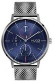 HUGO by Hugo Boss Men's #Exist Quartz Watch with Stainless Steel Strap, Silver, 21 (Model: 1530171)