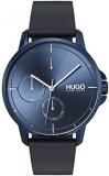 HUGO by Hugo Boss Men's Stainless Steel Quartz Watch with Leather Strap, Blue, 17.5 (Model: 1530033)