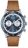 HUGO Men's Stainless Steel Quartz Watch with Leather Strap, Brown, 22 (Model: 1513860)