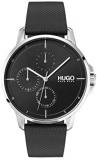 HUGO by Hugo Boss Men's Stainless Steel Quartz Watch with Leather Strap, Black, 20 (Model: 1530022)