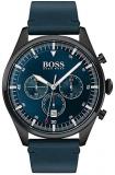 HUGO Men's Stainless Steel Quartz Watch with Leather Strap, Blue, 22 (Model: 1513711)