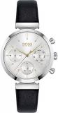 Hugo Boss Women's Stainless Steel Quartz Watch with Leather Strap, Black, 13.85 (Model: 1502528)