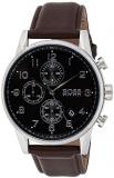 BOSS Navigator, Quartz Stainless Steel and Leather Strap Casual Watch, Brown, 1513494
