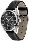 BOSS Men's Stainless Steel Quartz Watch with Leather Strap, Black, 22 (Model: 1513816)