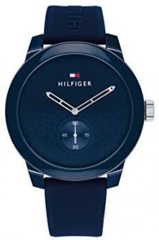 Tommy Hilfiger Men's Quartz Watch with Silicone Strap, Navy, 20 (Model: 1791803)