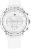 Tommy Hilfiger Women's Stainless Steel Quartz Watch with Leather Strap, White, 19 (Model: 1782352)