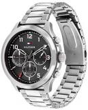 Tommy Hilfiger Men's Quartz Watch with Stainless Steel Strap, Silver, 21 (Model: 1791852)