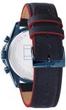 Tommy Hilfiger Men's Stainless Steel Quartz Watch with Leather Strap, Blue, 22 (Model: 1791839)