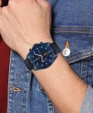 Tommy Hilfiger Men's Stainless Steel Quartz Watch with Leather Strap, Blue, 22 (Model: 1791839)