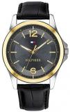 Tommy Hilfiger 1791518 Black Dial Black Leather Strap Men's Watch