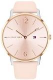 Tommy Hilfiger Women's Casual Stainless Steel Quartz Watch with Leather Strap, Pink, 20 (Model: 1781973)