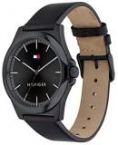 Tommy Hilfiger Men's Stainless Steel Quartz Watch with Leather Strap, Black, 20 (Model: 1791715)