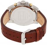 Tommy Hilfiger Men's Stainless Steel Quartz Watch with Leather Strap, Brown, 22 (Model: 1791561)