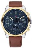 Tommy Hilfiger Men's Stainless Steel Quartz Watch with Leather Strap, Brown, 22 (Model: 1791561)