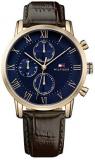 Tommy Hilfiger Men's Sophisticated Sport Stainless Steel Quartz Watch with Leather Strap, Brown, 22 (Model: 1791399)