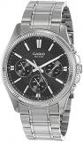 Casio #MTP1375D-1AV Men's Metal Band Fluted Bezel Multifunction Black Dial Watch