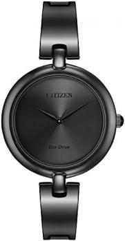 Citizen Eco-Drive Silhouette Bangle Three-Hand Stainless Steel - Black Women's watch #EM0225-84E