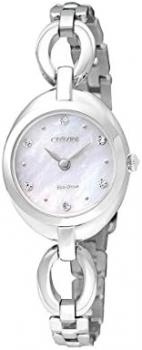 Citizen Watch Silhouette Crystal Women's Solar Powered Watch with Mother of Pearl Dial Analogue Display and Silver Stainless Steel Bracelet Ex1430-56D
