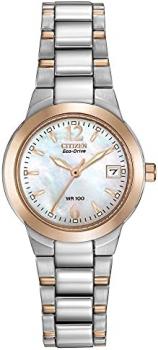 Citizen Women's Eco-Drive Dress Classic Watch in Two-tone Stainless Steel, Mother of Pearl Dial (Model: EW1670-59D)