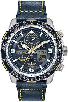 Citizen Men's Eco-Drive Promaster Air Skyhawk Atomic Time Keeping Pilot Watch in Stainless Steel with Blue Leather strap, Blue Dial (Model: JY8078-01L)