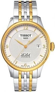 Tissot Mens Le Locle COSC 316L Stainless Steel case with Yellow Gold PVD Coating Swiss Automatic Watch, Grey, Stainless Steel, 19 (T0064082203700)