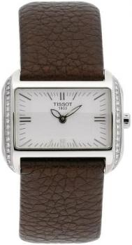 Tissot Women's T023.309.16.031.01 T-Wave Silver Dial Brown Leather Strap Watch