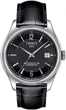 Tissot Mens Ballade COSC 316L Stainless Steel case Swiss Automatic Watch, Black, Leather, 20 (T1084081605700)