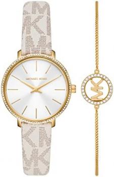 Michael Kors Women's Pyper Stainless Steel Quartz Watch with PVC Strap, White, 14 (Model: MK1037)