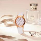 Orient Quartz Watch for Women, Japanese Wrist Watch Classic White Dial Rose Gold Hands and Case 3D Roman Numerals Dress Watch Stainless Steal White Leather Strap Gift for her FSW03002W0