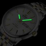 Orient Tristar 3 Star Automatic Watch for Men, Classic Golden Hour Markers Golden Hands Dress Watch Stainless Steel SAB0B008WB