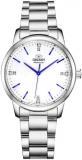 Orient Automatic Watch for Women, Japanese Wrist Watch See-Through Case Back Classic White Dial Blue Hands Crystal-Encrusted Hour Markers Dress Watch Stainless Steal Gift for her RA-NB0102S10B