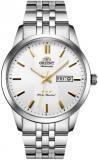 Orient Tristar 3 Star Automatic Watch for Men, Classic Golden Hour Markers Blue Hands Dress Watch Stainless Steel SAB0B009WB