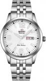 Orient Tristar 3 Star Automatic Watch for Men, Classic White Dial Sliver Markers Sliver Hands Dress Watch Stainless Steel SAB0B006WB