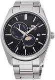 ORIENT 'Sun & Moon' Automatic Black Dial Steel Watch RA-AK0302B