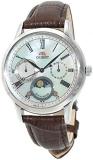 ORIENT 'Sun & Moon' Pearl Dial Roman Indices Brown Leather Lady Quartz KA0005A