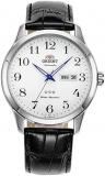 Orient Tristar 3 Star Automatic Watch for Men, Classic White Dial Blue Hands Lea...